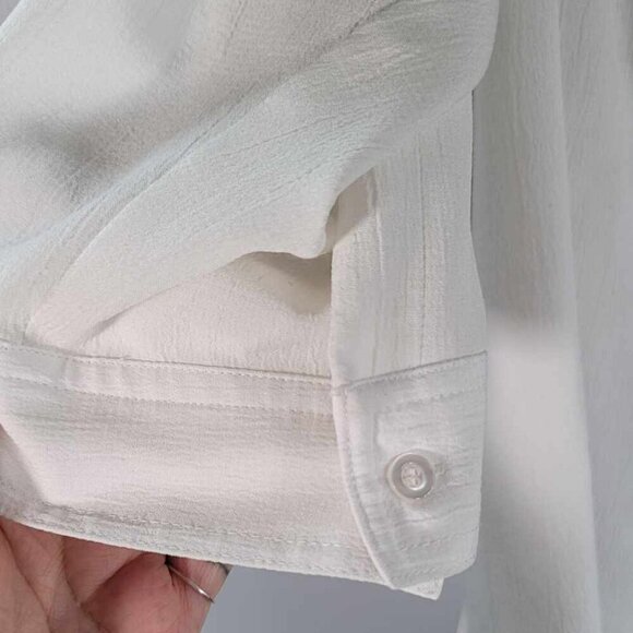CJ Banks white button up blouse with 3/4 length sleeves. GUC - Picture 7 of 9